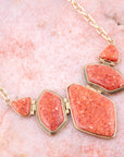 Multi Shape Orange Sponge Coral Pendant Gold Necklace