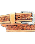 Nocona Natural 1 1/2" Wide Floral Embossed Belt