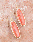 Odyssey Long Orange Sponge Coral Golden Statement Earrings