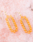 Orange Apricot Jade Endless Golden Loop Earrings