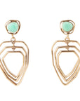 Organic Green Chrysoprase and Golden Bronze Drop Earrings