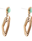 Organic Green Chrysoprase and Golden Bronze Drop Earrings