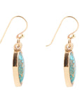 Oval Blue Turquoise Matrix Golden Drop Earrings