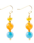 Oxana Yellow and Blue Jade Golden Drop Earrings