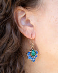 Peacock Blue Lapis Golden Drop Earrings