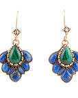 Peacock Blue Lapis Golden Drop Earrings