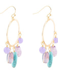 Purple Periwinkle Amethyst and Blue Magnesite Golden Chandelier Earrings