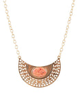 Pharoah Orange Sponge Coral Pendant and Golden Bronze Necklace