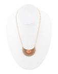Pharoah Orange Sponge Coral Pendant and Golden Bronze Necklace