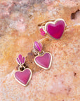 Pink Agate Heart Golden Statement Ring