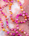 Pink Agate Knotted Long Necklace
