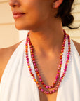 Pink Agate Knotted Long Necklace