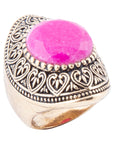 Pink Agate Punch Golden Statement Ring