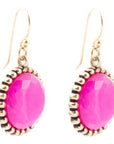 Pink Agate Punch Golden Drop Earrings