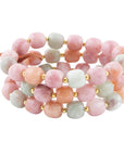 Pink and Green Pastel Jade Triple Stretch Bracelet Set