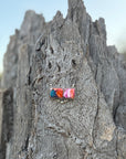 Pink Dahlia Turquoise Bar Necklace
