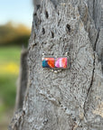 Pink Dahlia Turquoise Bar Necklace
