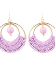 Pink Lilac Jade and Golden Woven Earrings