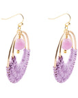 Pink Lilac Jade and Golden Woven Earrings