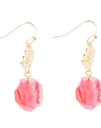 Pink Magenta Dreams Agate Golden Drop Earrings