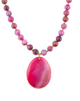 Pink Magenta Dreams Agate Slab Pendant Necklace
