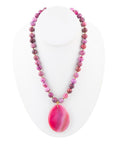 Pink Magenta Dreams Agate Slab Pendant Necklace