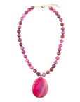 Pink Magenta Dreams Agate Slab Pendant Necklace