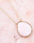 Pink Opal Teardrop Golden Necklace