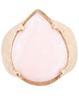 Pink Opal Golden Teardrop Ring