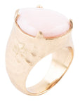 Pink Opal Golden Teardrop Ring