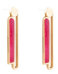 Pink Raspberry Quartz Elongated Golden Post Earrings