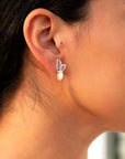 Pink Rhodonite and White Mother of Pearl Golden Butterflies Post Earrings