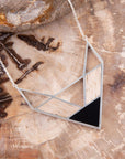 Point Made Wood and Onyx Sterling Silver Necklace