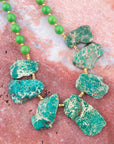 Pop of Green and Blue Jasper Statement Beaded Necklace