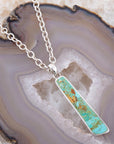 Pueblo Blue Turquoise and Sterling Silver Pendant Necklace