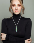Pueblo Blue Turquoise and Sterling Silver Pendant Necklace
