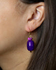 Purple Agate Drop Golden Earrings