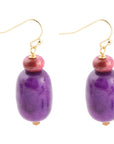 Purple Agate Drop Golden Earrings