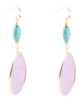 Purple Amethyst Tear Golden Drop Earrings