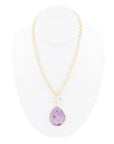 Purple Amethyst Teardrop Golden Chain Necklace