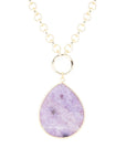Purple Amethyst Teardrop Golden Chain Necklace