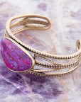 Purple Turquoise Golden Roped Cuff Bracelet