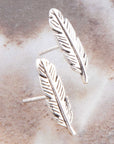 Quill Sterling Silver Feather Stud Earrings