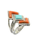 Rattler Geometric Stone Ring-Sterling Silver