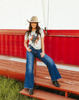 Raw Cut V-neck Texas Cowboy Graphic Tee