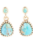 Refined Blue Turquoise Golden Drop Earrings