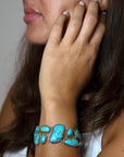 Refined Blue Turquoise Sterling Silver Link Bracelet