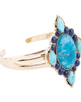 Regal Blue Apatite Mixed Stone Golden Cuff Bracelets