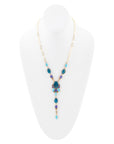 Regal Blue Apatite Mixed Stone Golden Pendant Necklace