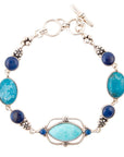 Regal Blue Turquoise and Apatite Sterling Silver Link Bracelet